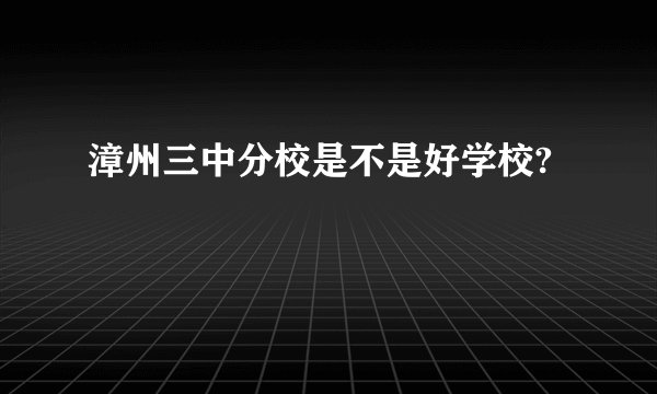 漳州三中分校是不是好学校?