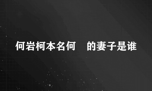 何岩柯本名何赟的妻子是谁