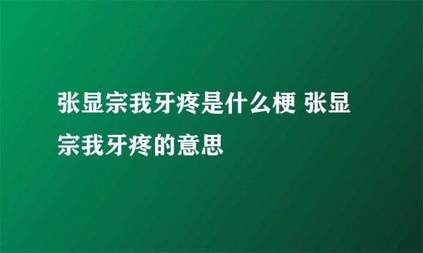 张显宗我牙疼是什么梗 张显宗我牙疼的意思