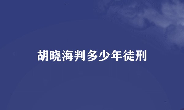 胡晓海判多少年徒刑