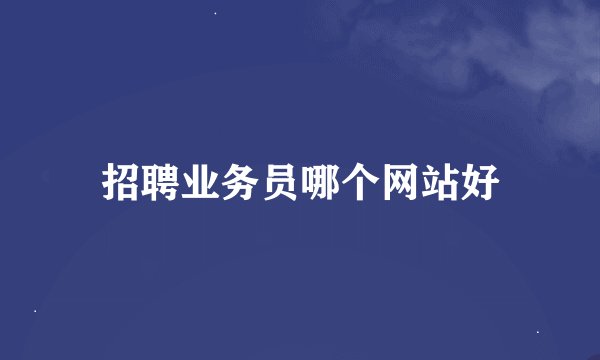 招聘业务员哪个网站好