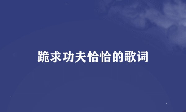 跪求功夫恰恰的歌词