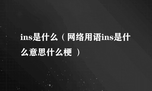 ins是什么（网络用语ins是什么意思什么梗 ）