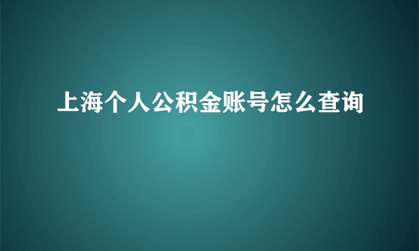 上海个人公积金账号怎么查询