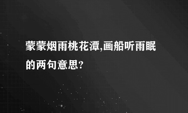 蒙蒙烟雨桃花潭,画船听雨眠的两句意思?