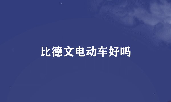 比德文电动车好吗
