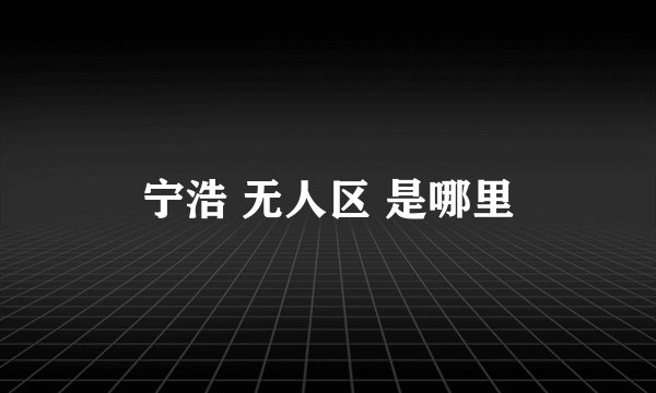 宁浩 无人区 是哪里