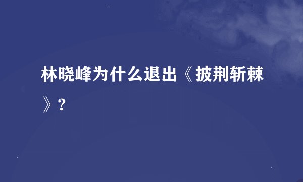 林晓峰为什么退出《披荆斩棘》?