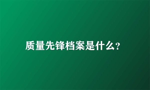 质量先锋档案是什么？
