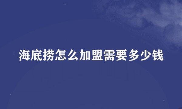 海底捞怎么加盟需要多少钱
