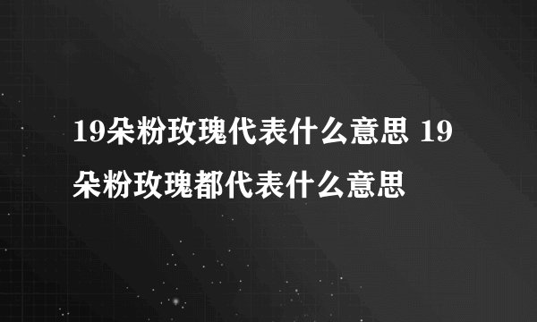 19朵粉玫瑰代表什么意思 19朵粉玫瑰都代表什么意思