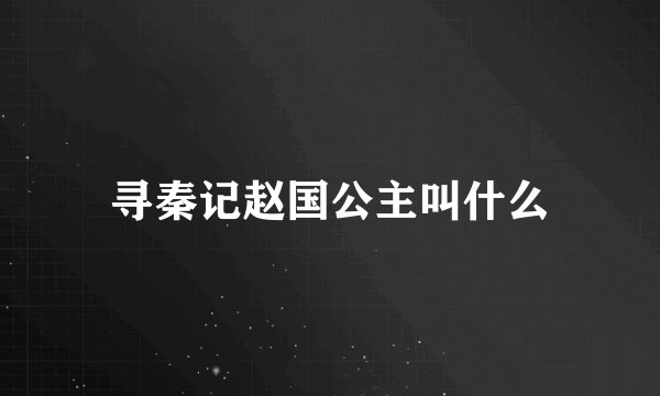 寻秦记赵国公主叫什么