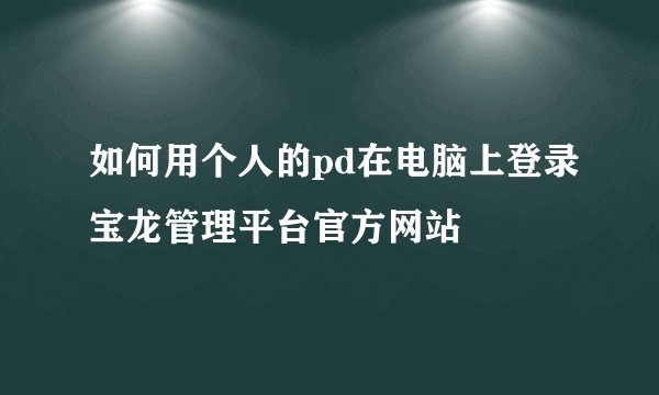 如何用个人的pd在电脑上登录宝龙管理平台官方网站