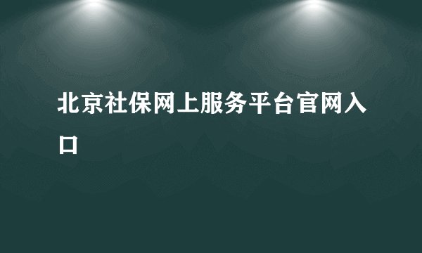 北京社保网上服务平台官网入口