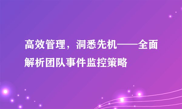 高效管理，洞悉先机——全面解析团队事件监控策略