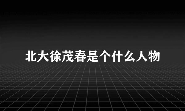 北大徐茂春是个什么人物