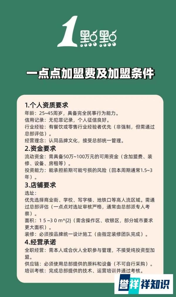 一点点奶茶加盟费多少钱？真的要20W？一点点加盟条件及加盟优势2025最新解析！