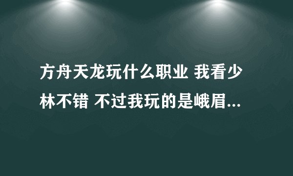 方舟天龙玩什么职业 我看少林不错 不过我玩的是峨眉 给点意见 其他职业也说下