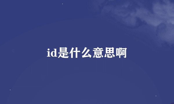 id是什么意思啊