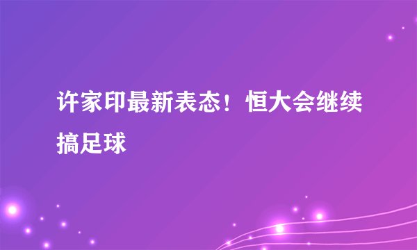 许家印最新表态！恒大会继续搞足球