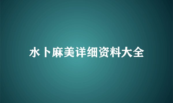 水卜麻美详细资料大全