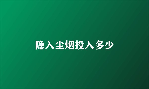 隐入尘烟投入多少