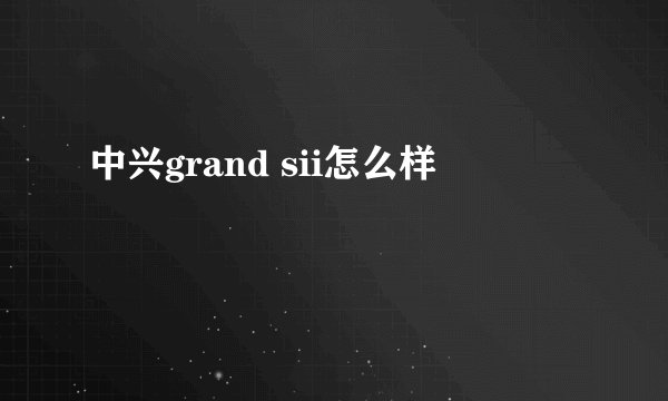 中兴grand sii怎么样