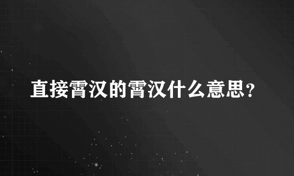 直接霄汉的霄汉什么意思？