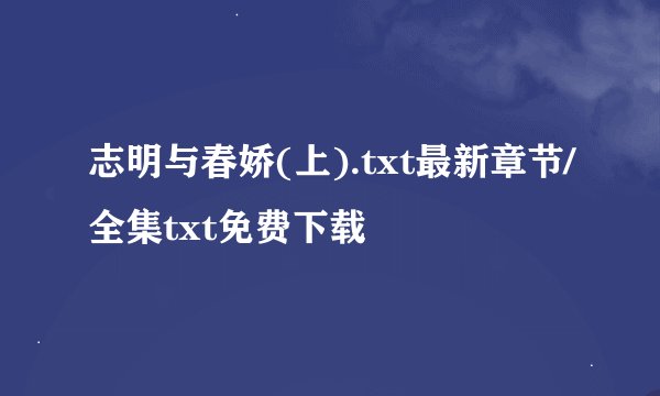 志明与春娇(上).txt最新章节/全集txt免费下载