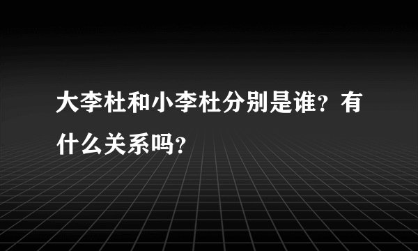 大李杜和小李杜分别是谁？有什么关系吗？