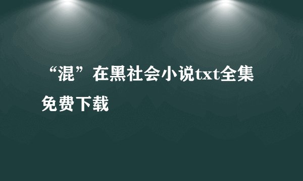 “混”在黑社会小说txt全集免费下载