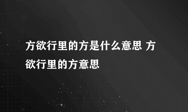 方欲行里的方是什么意思 方欲行里的方意思