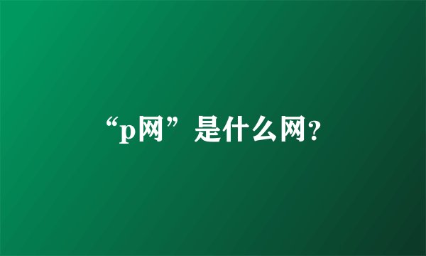 “p网”是什么网？