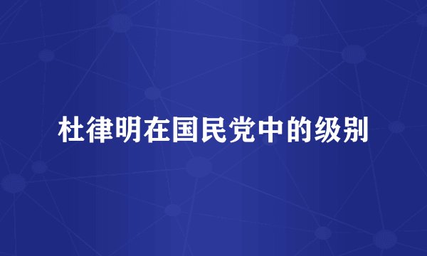 杜律明在国民党中的级别