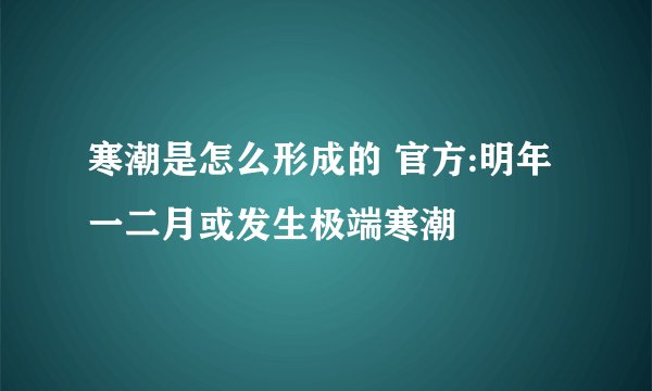 寒潮是怎么形成的 官方:明年一二月或发生极端寒潮