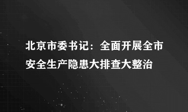 北京市委书记：全面开展全市安全生产隐患大排查大整治