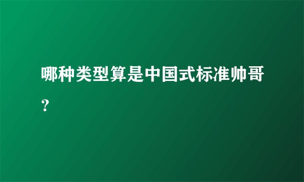 哪种类型算是中国式标准帅哥？