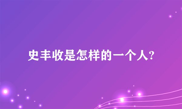 史丰收是怎样的一个人?