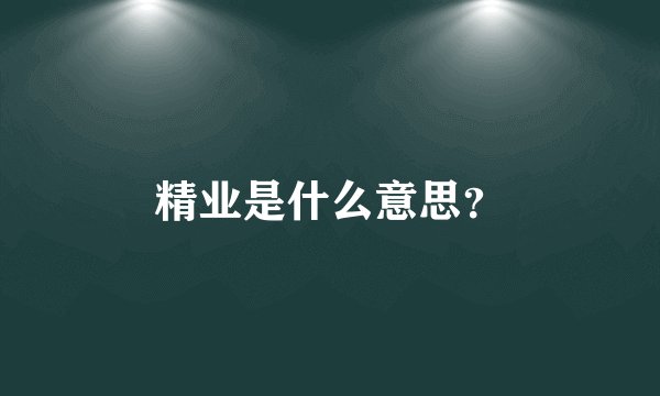 精业是什么意思？