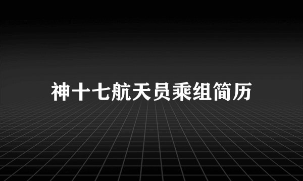 神十七航天员乘组简历