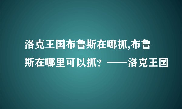 洛克王国布鲁斯在哪抓,布鲁斯在哪里可以抓？——洛克王国
