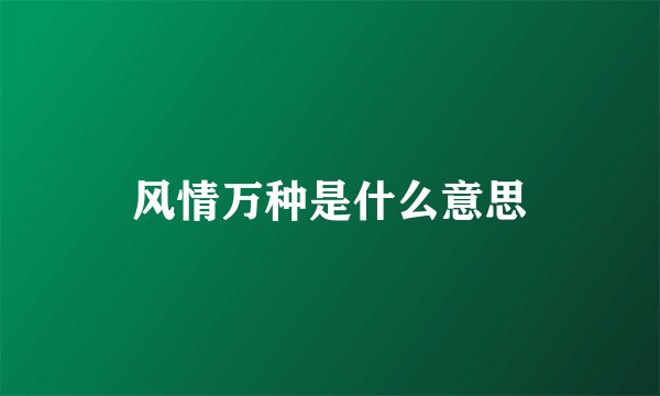 风情万种是什么意思