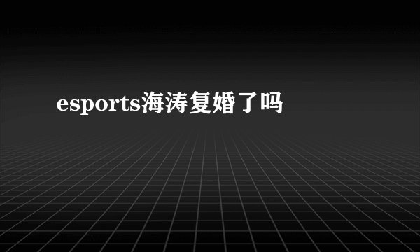 esports海涛复婚了吗