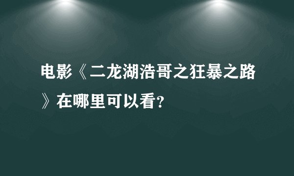 电影《二龙湖浩哥之狂暴之路》在哪里可以看？