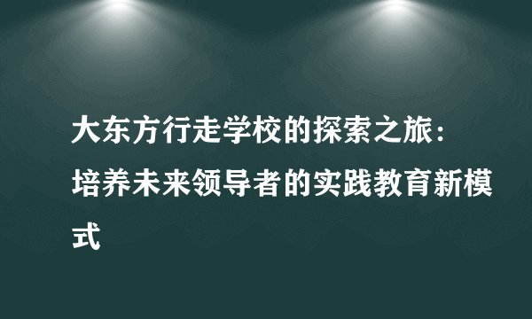 大东方行走学校的探索之旅：培养未来领导者的实践教育新模式
