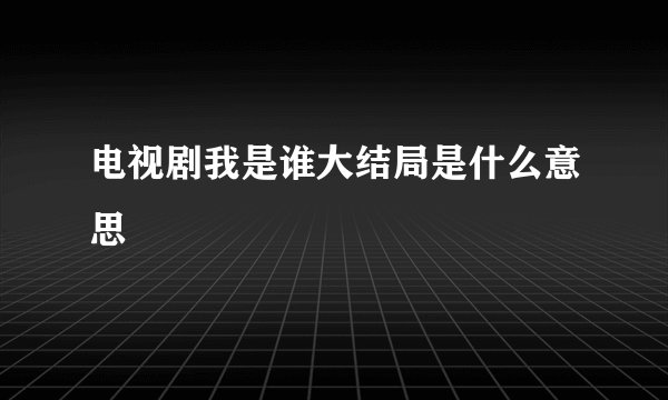 电视剧我是谁大结局是什么意思