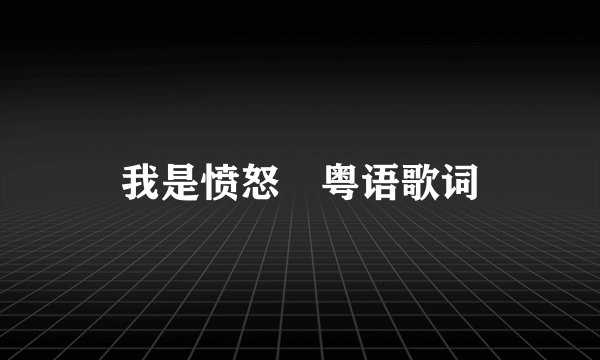 我是愤怒 粤语歌词