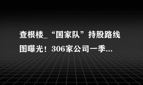 查根楼_“国家队”持股路线图曝光！306家公司一季度获社保基金新进或增持 这些行业是重点