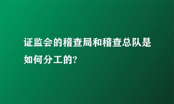 证监会的稽查局和稽查总队是如何分工的?