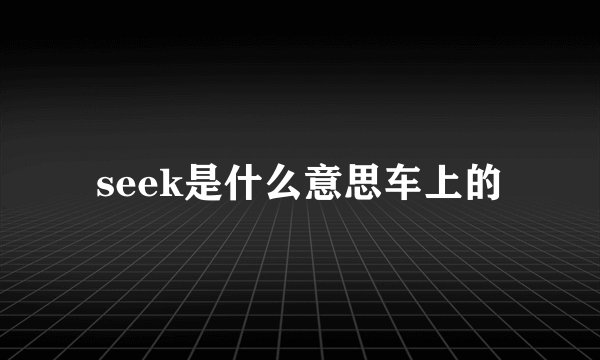 seek是什么意思车上的